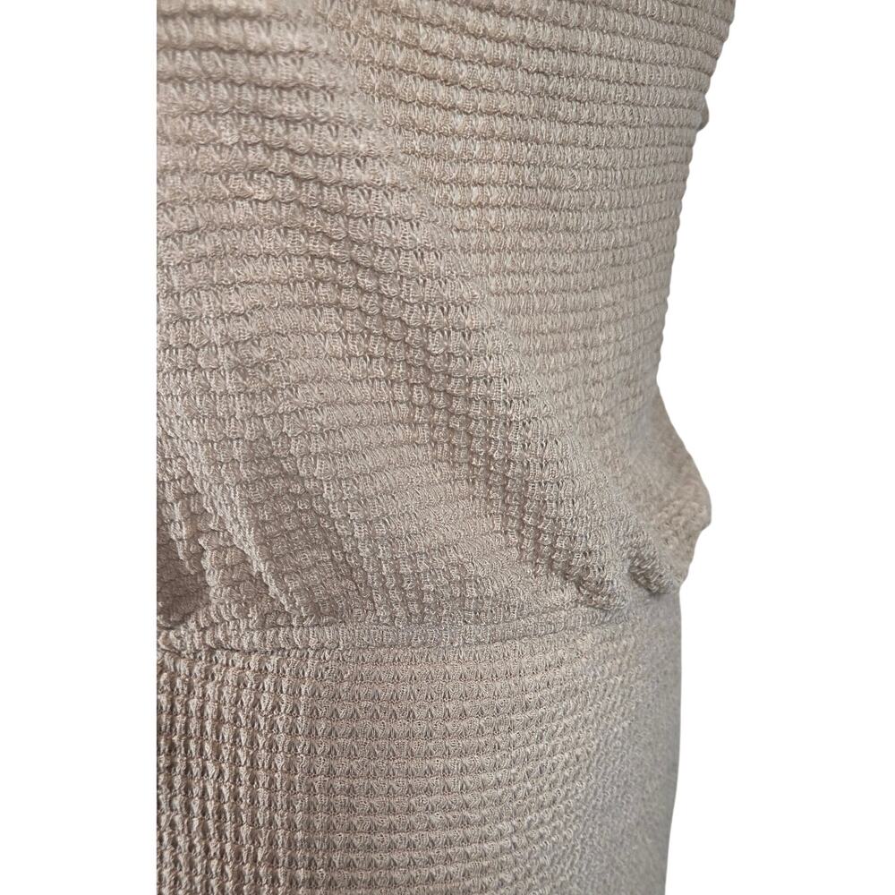NWT L‎ Cupshe Tan Waffle-Knit Dress w/Shoulder Tie, Cap Sleeve & Skirt-Lining - Picture 5 of 11
